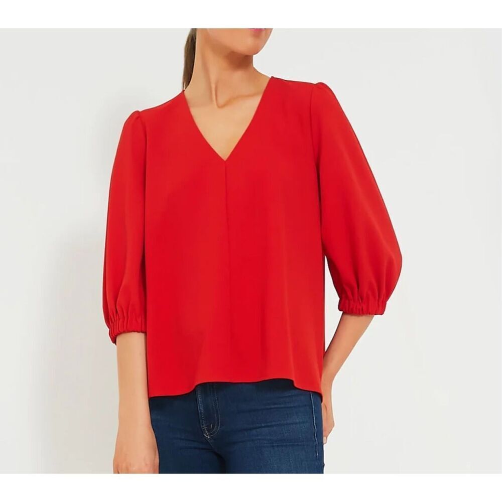 Tuckernuck Hollis Red Poppy Blouse Top‎ size XS